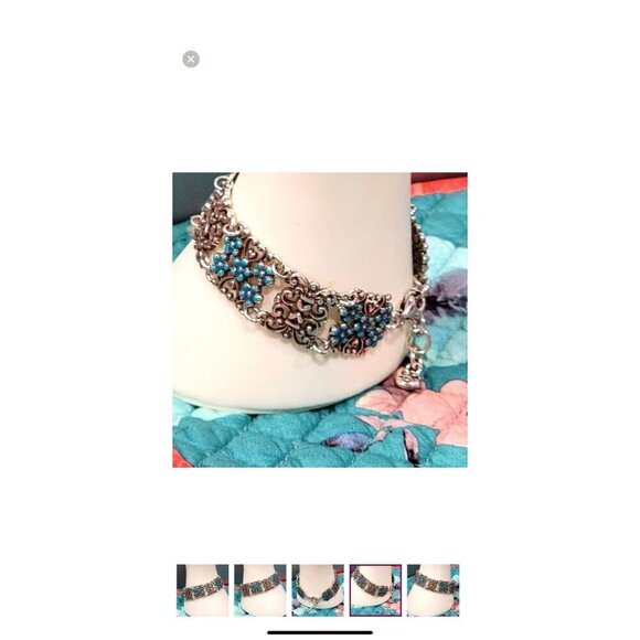 BRIGHTON BLISS BLUE FLORAL BRACELET RETIRED - Picture 2 of 5